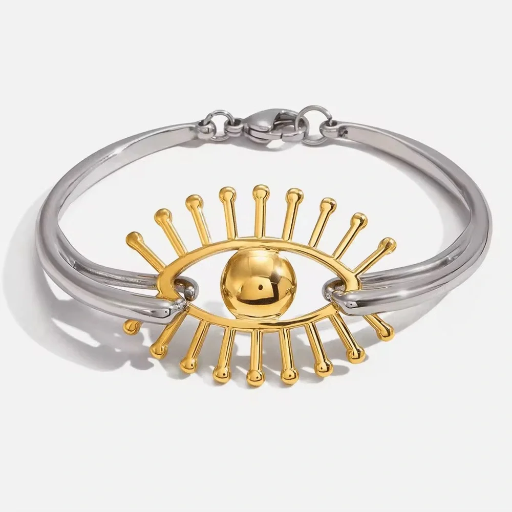 Elegant Gold and Silver Evil Eye Bracelet